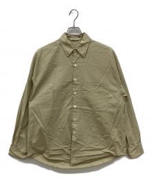 AURALEE（オーラリー）の古着「WASHED FINX TWILL BIG SHIRTS　ウォッシュド フィンクス ツイル ビッグ シャツ」｜ベージュ
