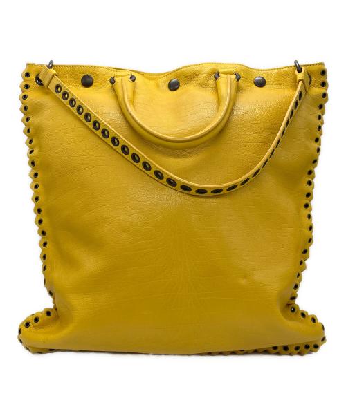 BOTTEGA VENETA（ボッテガベネタ）BOTTEGA VENETA (ボッテガベネタ) ハトメ2WAYレザートートバッグ イエローの古着・服飾アイテム