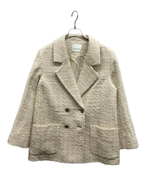 ANAYI（アナイ）ANAYI (アナイ) ラメツイードテーラーダブルコート アイボリー サイズ:38の古着・服飾アイテム