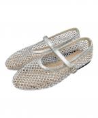 NICALニカル）の古着「ラインストーン付きメッシュパンプス」｜シルバー