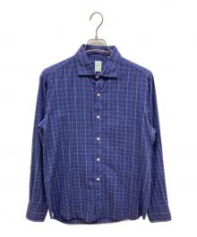 finamore（フィナモレ）の古着「チェックシャツ　カッタウェイ」｜ネイビー
