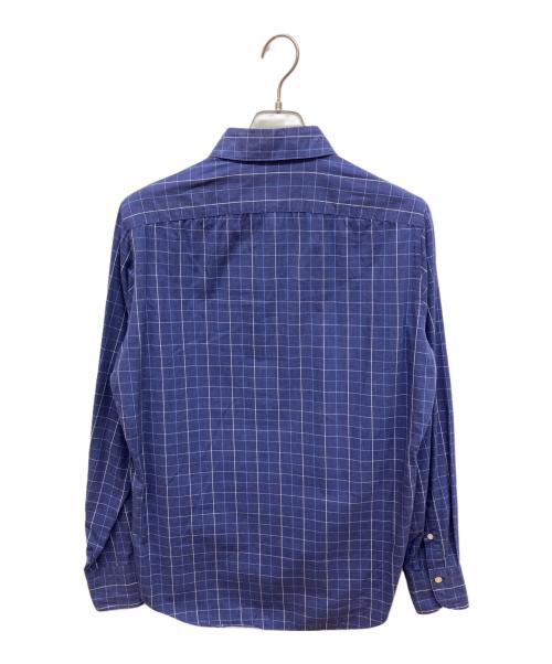 finamore（フィナモレ）Finamore (フィナモレ) チェックシャツ　カッタウェイ ネイビー サイズ:Ｍの古着・服飾アイテム