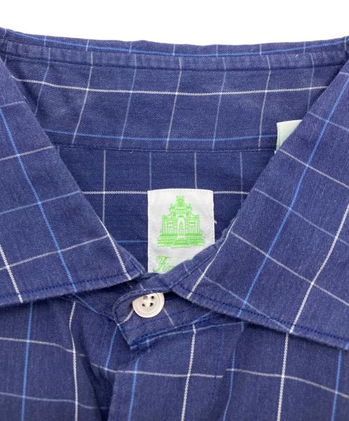 finamore（フィナモレ）Finamore (フィナモレ) チェックシャツ　カッタウェイ ネイビー サイズ:Ｍの古着・服飾アイテム