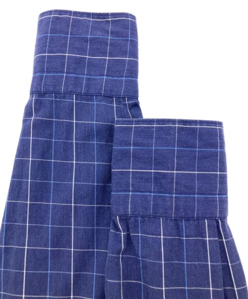 finamore（フィナモレ）Finamore (フィナモレ) チェックシャツ　カッタウェイ ネイビー サイズ:Ｍの古着・服飾アイテム