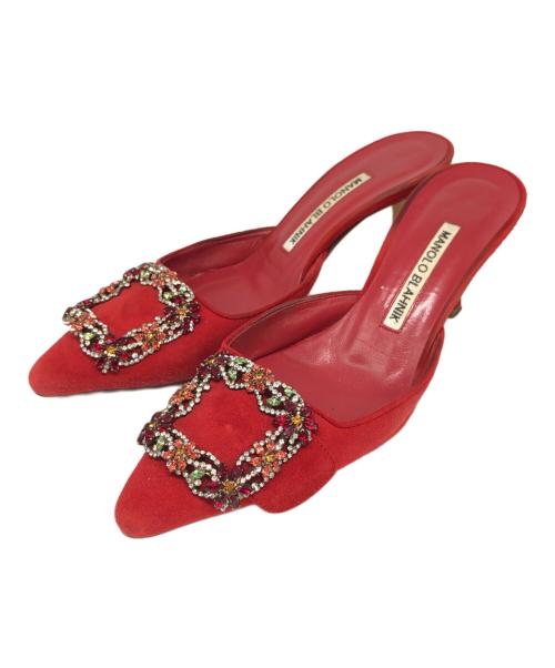 Manolo Blahnik（マノロブラニク）Manolo Blahnik (マノロブラニク) MAYSALE CRYSTAL レッド サイズ:36の古着・服飾アイテム