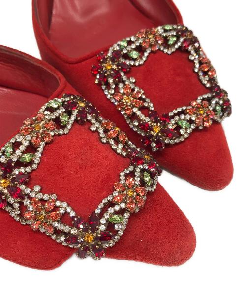 Manolo Blahnik（マノロブラニク）Manolo Blahnik (マノロブラニク) MAYSALE CRYSTAL レッド サイズ:36の古着・服飾アイテム