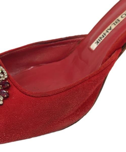 Manolo Blahnik（マノロブラニク）Manolo Blahnik (マノロブラニク) MAYSALE CRYSTAL レッド サイズ:36の古着・服飾アイテム