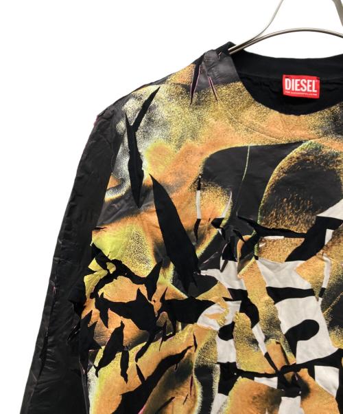 DIESEL（ディーゼル）DIESEL (ディーゼル) T-CRAVE-LS 加工カットソー ブラック サイズ:Sの古着・服飾アイテム