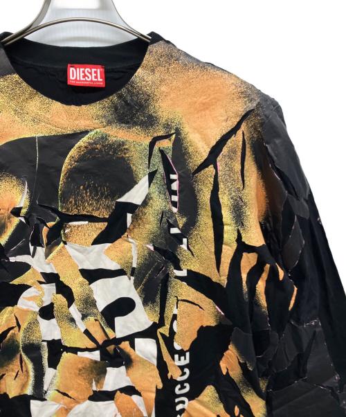 DIESEL（ディーゼル）DIESEL (ディーゼル) T-CRAVE-LS 加工カットソー ブラック サイズ:Sの古着・服飾アイテム