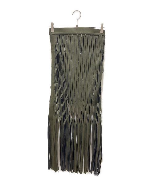 sacai（サカイ）sacai (サカイ) Wool Melton Fringed Skirt グリーン サイズ:1の古着・服飾アイテム