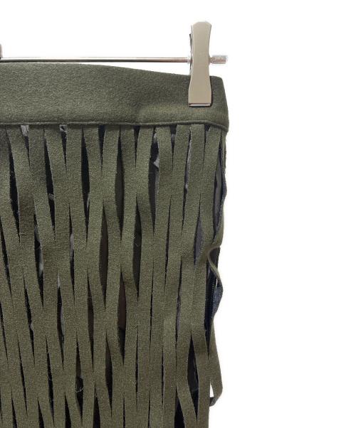 sacai（サカイ）sacai (サカイ) Wool Melton Fringed Skirt グリーン サイズ:1の古着・服飾アイテム