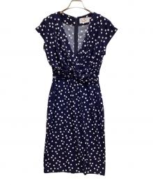 kay me（ケイミー）の古着「カシュクールドットワンピース」｜ネイビー