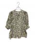 DRESSTERIOR（ドレステリア）の古着「フラワープリントスタンドカラーボリュームスリーブブラウス」｜グリーン