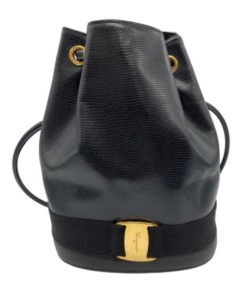 Salvatore Ferragamo（サルヴァトーレ フェラガモ）Salvatore Ferragamo (サルヴァトーレ フェラガモ) ヴァラ巾着バッグ ブラックの古着・服飾アイテム