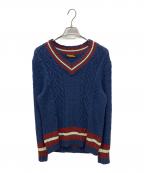 Hysteric Glamourヒステリックグラマー）の古着「Vネックケーブルニット」｜ネイビー