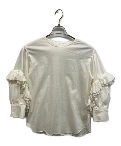 ESTNATION（エストネーション）ESTNATION (エストネーション) フリルカットソー ベージュ サイズ:36の古着・服飾アイテム