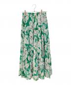 Sov.ソブ）の古着「フラワーシフォンティアードスカート　Sov.（ソブ）　0302-381-251」｜グリーン