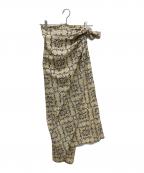 NOWOSノーウォス）の古着「Hand print wrap skirt ラップスカート」｜ベージュ