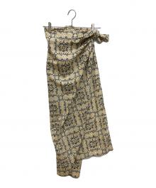 NOWOS（ノーウォス）の古着「Hand print wrap skirt ラップスカート」｜ベージュ