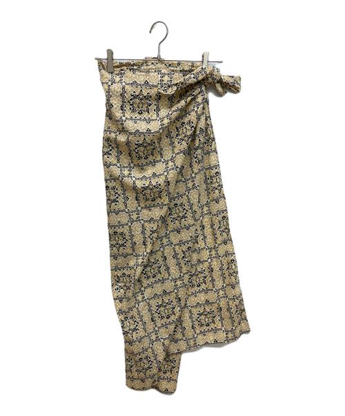 NOWOS（ノーウォス）nowos (ノーウォス) Hand print wrap skirt ラップスカート ベージュ サイズ:Ｓ 未使用品の古着・服飾アイテム