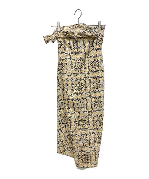 NOWOS（ノーウォス）nowos (ノーウォス) Hand print wrap skirt ラップスカート ベージュ サイズ:Ｓ 未使用品の古着・服飾アイテム