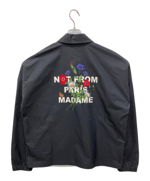 DROLE DE MONSIEUR（ドロール ド ムッシュ）DROLE DE MONSIEUR (ドロール ド ムッシュ) Flower Slogan コーチジャケット ブラック サイズ:Lの古着・服飾アイテム
