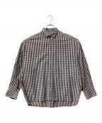 KOLORカラー）の古着「23SS Gingham Check SHIRT(23SS ギンガムチェック シャツ)」｜ブラウン×ネイビー