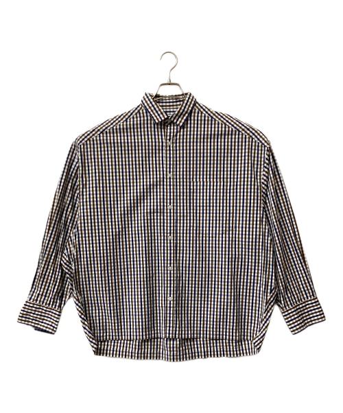 KOLOR（カラー）KOLOR (カラー) 23SS Gingham Check SHIRT(23SS ギンガムチェック シャツ) ブラウン×ネイビー サイズ:2の古着・服飾アイテム