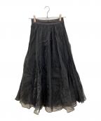 eimy istoireエイミーイストワール）の古着「ランダムプリーツシアーボリュームスカート　チュールスカート」｜ブラック