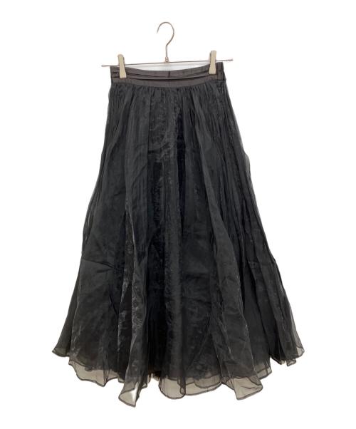 eimy istoire（エイミーイストワール）eimy istoire (エイミーイストワール) ランダムプリーツシアーボリュームスカート　チュールスカート ブラック サイズ:Ｓの古着・服飾アイテム