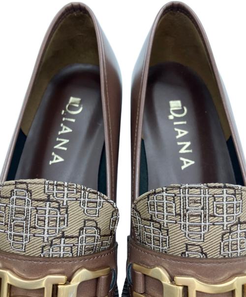 DIANA（ダイアナ）DIANA (ダイアナ) モノグラムジャガードローファー ブラウン サイズ:24の古着・服飾アイテム