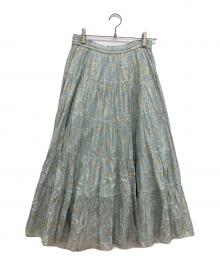 ne quittez pas（ヌキテパ）の古着「GOLD FLOWER PRINT SKIRT　ゴールドフラワープリントスカート」｜ブルー