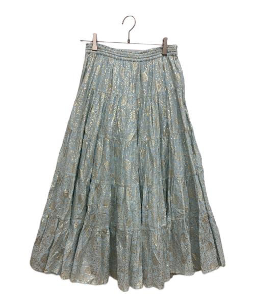 ne quittez pas（ヌキテパ）ne quittez pas (ヌキテパ) GOLD FLOWER PRINT SKIRT　ゴールドフラワープリントスカート ブルー サイズ:FREE 未使用品の古着・服飾アイテム