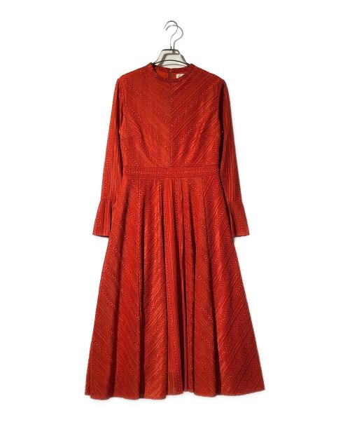 CELFORD（セルフォード）CELFORD (セルフォード) ジャガードレースタートル ワンピース レッド サイズ:38の古着・服飾アイテム