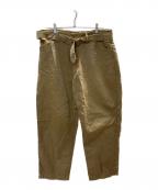 COMOLIコモリ）の古着「コットンリネンベルテッドパンツ」｜ブラウン