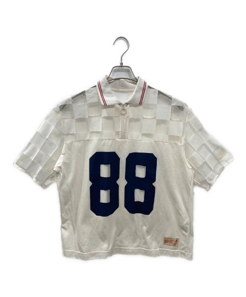 CAPITAL（カピタル）CAPITAL (カピタル) Opal Jersey Sheer Flag Zip Polo / オパールジャージ シアーフラグジップポロシャツ ホワイト サイズ:2の古着・服飾アイテム