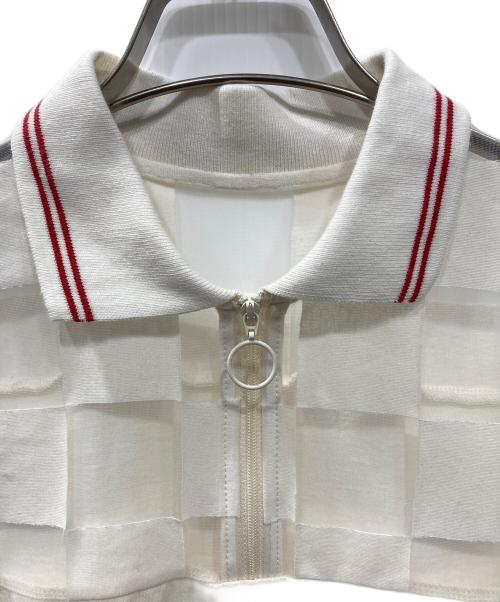 CAPITAL（カピタル）CAPITAL (カピタル) Opal Jersey Sheer Flag Zip Polo / オパールジャージ シアーフラグジップポロシャツ ホワイト サイズ:2の古着・服飾アイテム