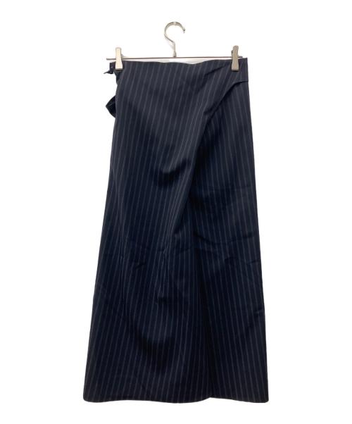 BACCA（バッカ）BACCA (バッカ) ストライプウールギャバジン ラップスカート ネイビー サイズ:36の古着・服飾アイテム