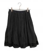 COMME des GARCONS tricotコムデギャルソントリコ）の古着「リネン混ギャザースカート」｜ブラック