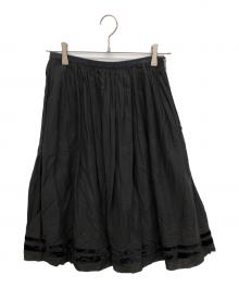 COMME des GARCONS tricot（コムデギャルソントリコ）の古着「リネン混ギャザースカート」｜ブラック