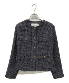 MACKINTOSH PHILOSOPHY（マッキントッシュ フィロソフィー）の古着「ノーカラーツイードジャケット」｜ブラック