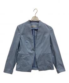 theory luxe（セオリーリュクス）の古着「STRETCH OXFORD JACKET　ストレッチオックスフォードジャケット　ノーカラージャケット 」｜ブルー
