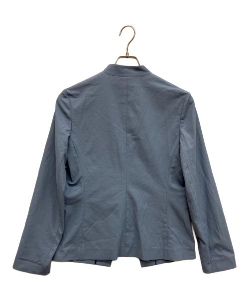 theory luxe（セオリーリュクス）theory luxe (セオリーリュクス) STRETCH OXFORD JACKET　ストレッチオックスフォードジャケット　ノーカラージャケット  ブルー サイズ:42の古着・服飾アイテム
