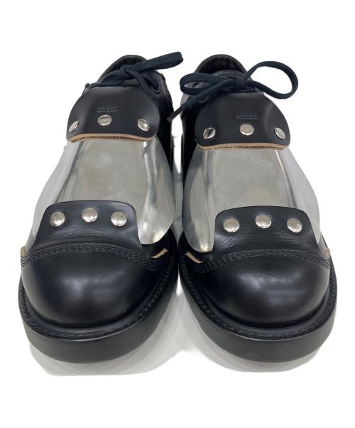 COMME des GARCONS HOMME PLUS（コムデギャルソンオムプリュス）COMME des GARCONS HOMME PLUS (コムデギャルソンオムプリュス) メタルプレートレザーシューズ ブラック サイズ:26㎝の古着・服飾アイテム