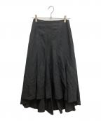 INSCRIREアンスクリア）の古着「リネンフレアスカート」｜ブラック