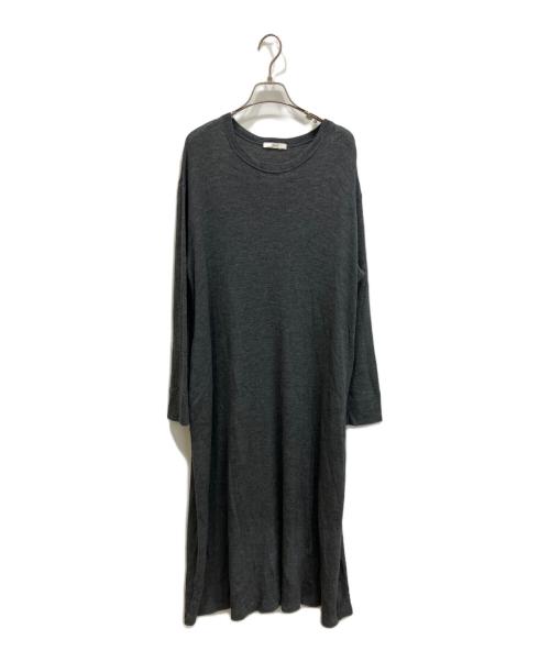 ebure（エブール）EBURE (エブール) ウールソフトテレコクルーネックフレアワンピース グレー サイズ:38の古着・服飾アイテム