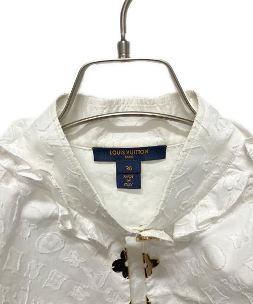 LOUIS VUITTON（ルイ ヴィトン）LOUIS VUITTON (ルイ ヴィトン) モノグラムフリルスリーブブラウス ホワイト サイズ:36の古着・服飾アイテム