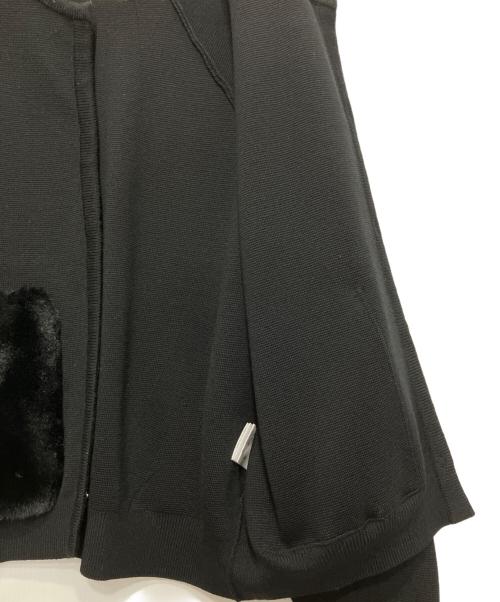 BALLSEY（ボールジィ）BALLSEY (ボールジィ) ウールポリエステルミラノリブ ファーポケットカーディガン ブラック サイズ:Sの古着・服飾アイテム