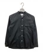 RE MADE IN TOKYO JAPANアールイーメイドイントウキョウジャパン）の古着「CHAMBRAY TWILL CPO SHIRT  シャンブレーツイルシーピーオーシャツ バンドカラーシャツ」｜ブラック