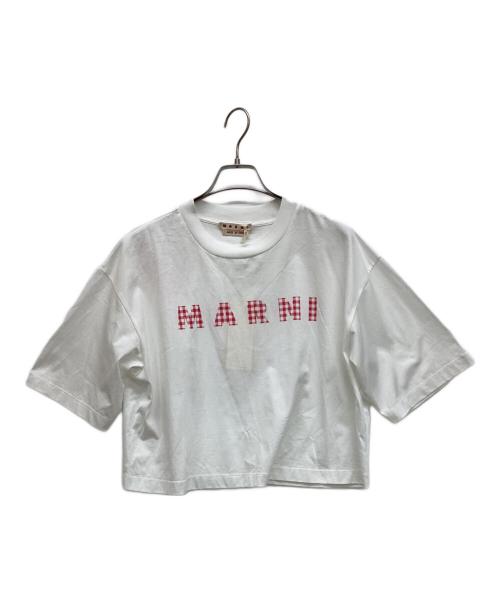 MARNI（マルニ）MARNI (マルニ) ロゴプリントTシャツ ホワイト×レッド サイズ:36の古着・服飾アイテム